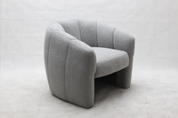 Fauteuil d'appoint en bouclette gris clair, chaise de loisirs moderne rembourrée avec base intégrée, pour salon et hôtel, durable, certifié BSCI
