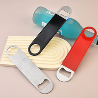 Ouvre-bouteille en acier inoxydable avec revêtement PVC plat, personnalisable avec logo, pour bière et boissons, ouvre-couvercle de bouteille