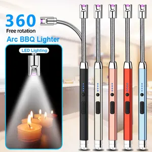 Hot Selling LED Flashlight 360 Rotation Kitchen Usage Flameless Electronic Arc BBQ Lighter