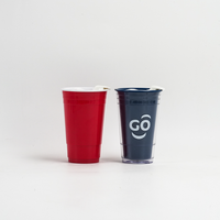 Gobelet à boisson en plastique AS sans BPA, double paroi, coloré, avec logo personnalisé, 16 oz, pour jus, fête, beerpong, avec couvercle