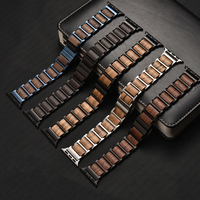 Correa de Reloj Universal de Madera y Acero Inoxidable de 20 mm, Ajustable y Cómoda, Compatible con Apple Watch y Relojes Inteligentes Estándar