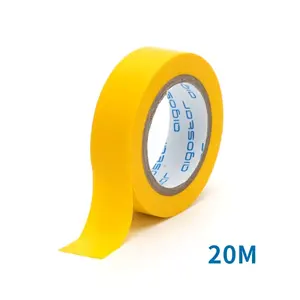 Ruban isolant en PVC, 0,13 mm d'épaisseur, 17 mm de largeur, 20 m de longueur, jaune, idéal pour isoler les câbles et les réparations - Product Image 1