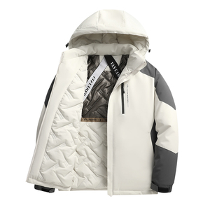 Autumn Winter Men's Long Loose Outdoor Mountaineering Windproof Warm Hooded <b>Fleece</b> <b>Jacket</b> <b>with</b> Bamboo Fiber and Polyester <b>Lining</b> - Product Image 3