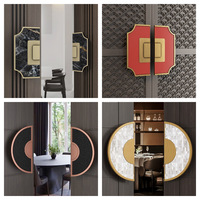 Poignée de porte en aluminium massif sculptée avec raffinement, quincaillerie de luxe en bronze pour les nouvelles portes en bois des hôtels chinois, villas et salles VIP