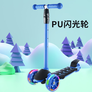 Trottinette pour enfants à trois roues, réglable en hauteur, légère, pour enfants de 3 ans et plus, bleue - Product Image 2