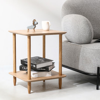 Table basse carrée à deux niveaux en bois massif de style nordique moderne et minimaliste pour salon et chambre à coucher, meubles de maison