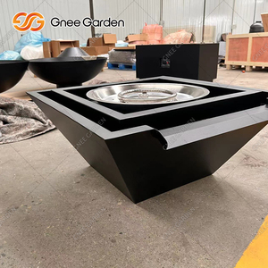 2026 Popular Customizable Corten Steel Gas Fire Pit with Water Feature and <b>Poker</b>-Eco-Friendly Black Pool Fire Bowl - Product Image 4