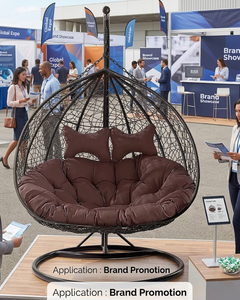Luxury 2 Person <strong>Egg</strong> <strong>Chair</strong> Double Seater Outdoor Hanging <strong>Chair</strong> with Stand Modern Rattan Swing <strong>Chair</strong> with <strong>Cushions</strong> <strong>for</strong> Poolside - Product Image 5