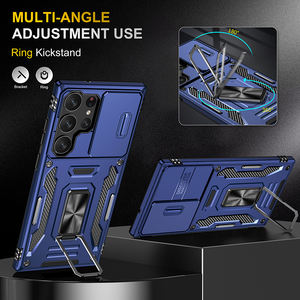 Armure métal anneau support étui de téléphone robuste pour Samsung Galaxy S 23 24 Ultra FLIP 5 fois 5 Fold4 avec couvercle coulissant pour objectif de caméra - Product Image 3