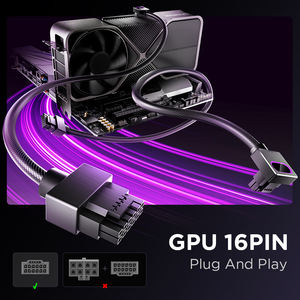 Asiahorse Hydrus <b>Cable</b> 16Pin GPU Extension <b>Cable</b> with Sleeved <b>PSU</b> <b>Cable</b> Extensions and RGB Support - Product Image 4