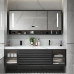 <span class=keywords><strong>Meuble</strong></span>-lavabo mural en bois massif pour salle de bain, double vasque, avec lavabos intégrés, prix abordable - Product Image 6