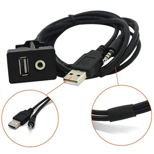 Car Boat Motorcycle 3.5mm USB AUX Audio <strong>Headphone</strong> Male Jack <strong>Extension</strong> Flush Mount Mounting <strong>Cable</strong> - Product Image 2