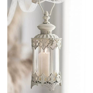 Bắc Âu Cổ Trắng Trang Trí Nến Đèn Lồng Kim Loại Chủ Sở Hữu Nến Phong Cách Cổ Điển Treo Đèn Lồng Cho Đám Cưới - Product Image 1
