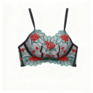 Комплект женского кружевного нижнего белья с вышивкой и цветами - Product Image 2