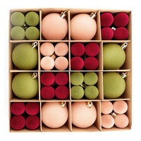Boules de Noël en PET floquées, 72 pièces, 6/3 cm, décorations de Noël pour arbre, décorations festives, modèle