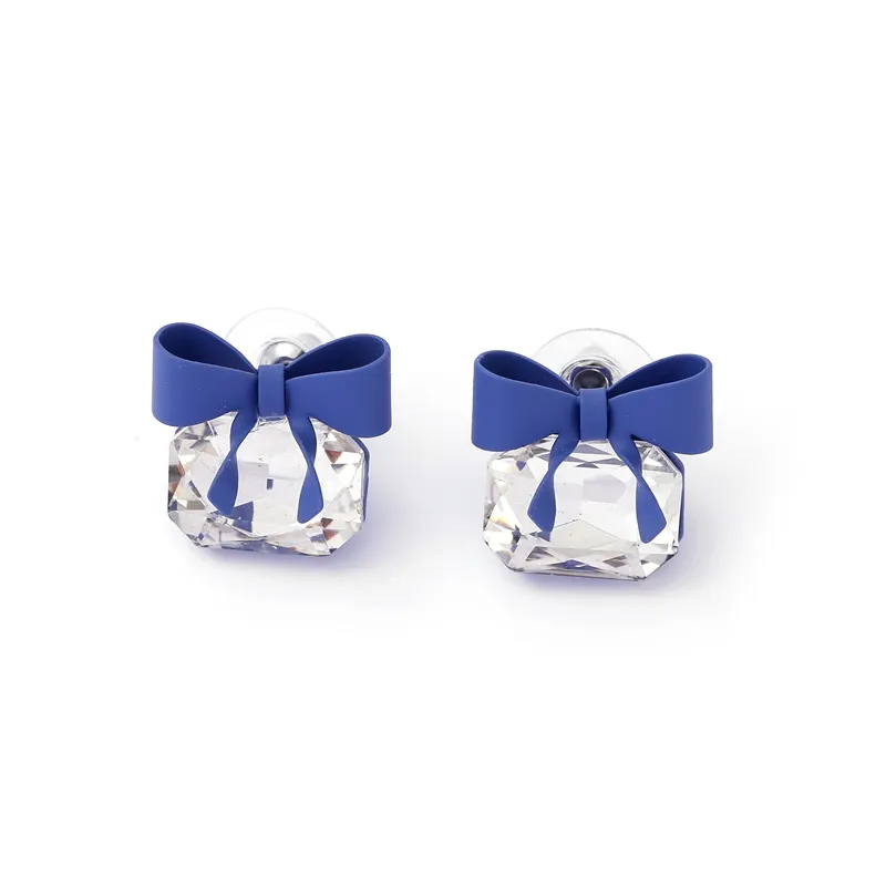 Fashion Blue Flannel Earrings Jewelry Wedding Party Large Crystal Earrings Women