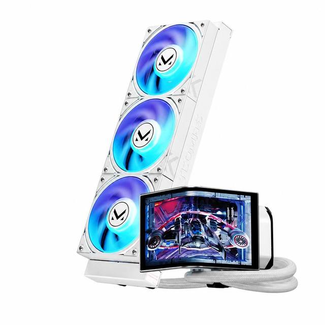 TCOMAS 360mm AIO Liquid Cooler with 6.67 Inch Curved LCD Screen & ARGB Fans 350W TDP High-End Desktop Gaming CPU Cooling System