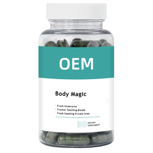 تسليم سريع من شركة تصنيع المعدات الأصلية علامة خاصة كبسولات الكلوروفيل السحرية للجسم أوراق البقدونس العضوية رائحة الجسم الطازجة ملحق صحي طبيعي - Product Image 1