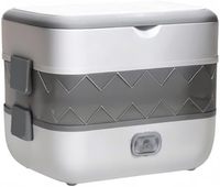 Chauffe-plat portable 200W pour bureau à domicile, boîte à lunch électrique auto-chauffante à 2 niveaux avec 4 récipients en acier inoxydable