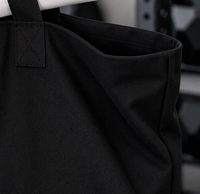 Sac fourre-tout en toile noire, taille moyenne/grande, sac de sport pour la remise en forme quotidienne, les entraînements sportifs, avec impression de logo personnalisé, larges bretelles, modes de vie actifs