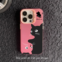 Étui de téléphone élégant en PC peint aux UV, antichoc, pour 7/8/XR/11/12/13/14/15/16 Pro Max, thème chat mignon, étui inclus