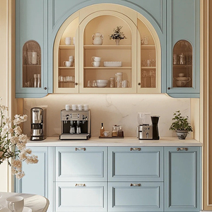 Muebles de Cocina Modulares Modernos Personalizados, Aparador Integrado de Pared, Madera Maciza Ecológica, Garantía de 5 Años, Bisagra para Comedor - Product Image 1
