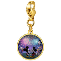 Abalorios de acero inoxidable con diseño de ratón de dibujos animados de orejas grandes, tipo pulsera italiana, con cierre de pinza y colas de langosta, colgante redondo, joyería