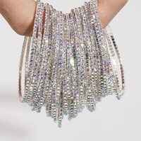 Collection de bracelets élastiques simples en strass, bracelet tennis fin multicolore de 2 mm pour femme, bijoux de fête