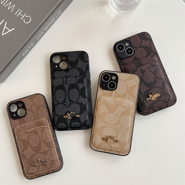 Luxury Designer Phone Case with Card Holder for iPhone 17 16 15 Pro Max 14 13 12 11 Shockproof Anti Drop Protective Cover