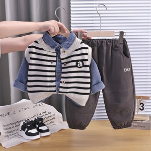 Nouvel ensemble de vêtements en coton pour garçons automne 2026 – <span class=keywords><strong>Gilet</strong></span> rayé et ensemble trois pièces tendance pour bébés garçons – Vêtements pour enfants en gros - Product Image 2