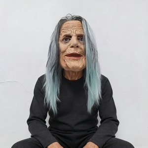 Maschera da Strega Spaventosa con Capelli Lunghi Grigi - Maschera Realistica in Lattice per Costume di Halloween per Adulti, Accessori per Feste e Cosplay - Product Image 1