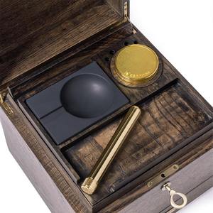 Premium Ash Wooden Stash Box-Caja de cigarros Hermética Lavable Latón <span class=keywords><strong>Doob</strong></span> tubo Amoladora Tarro de vidrio Cenicero de hormigón Encendedor - Product Image 4