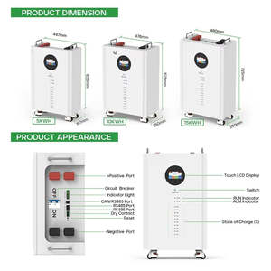 Système d'énergie solaire hors réseau pour la maison avec batterie au lithium 5,12 kWh 48 V 100 Ah, 51,2 V 5 kW 10 kW 15 kW, doté d'une batterie au lithium 5,12 kWh 48 V 100 Ah - Product Image 4