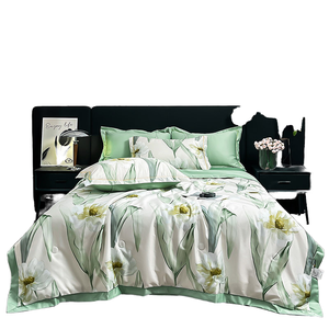 Wholesale 4-Piece Pastoral Style Woven Polyester/Cotton 300tc Plant Printed Eco-Friendly Fade Resistant All-Season <b>Bedding</b> <b>Set</b> - Product Image 1