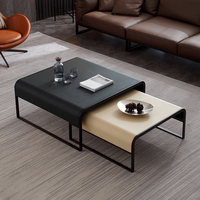 Foshan prix d'usine Table en gros en métal dessus en cuir Table basse Oem pas cher sculpture indienne Table basse
