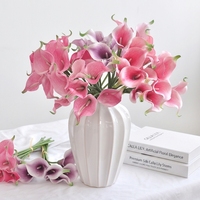 Künstlicher Calla-Lilien-Strauß 7 Stiele Handgebundene EVA Kunstblumen Rosa Lila Hochzeit Heimdekoration