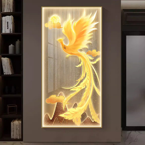 Vente en gros de luminaires muraux de luxe or Phoenix Bird 5d led peintures d'<span class=keywords><strong>animaux</strong></span> en porcelaine avec diamant - Product Image 3