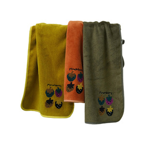 Serviette brodée fraise Yohe, épaisse, séchage rapide, pour la maison, le bain, le visage, la douche, motif rectangulaire dessin animé - Product Image 2