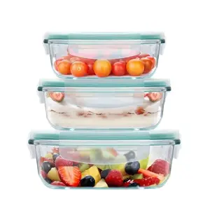 Glazen Lunchbox 3 Stuks Set Glazen Lunchcontainer Voor Voedsel Glazen Maaltijd Prep Containers Met Deksels