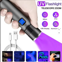 Lampe torche UV à zoom rechargeable par USB, lumière LED UV portative avec corps en alliage d'aluminium, indice IP55, 3500LM, intensité réglable
