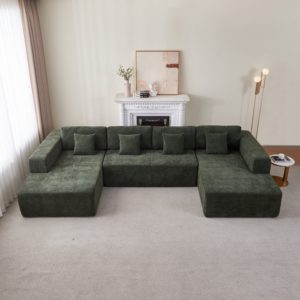 ชุดโซฟาผ้ากำมะหยี่หลายส่วนแบบบีบอัดสูงแบบทันสมัยหมอนทรงสี่เหลี่ยมตกแต่งแบบหรูหราโซฟาอพาร์ทเมนต์วิลล่าสีเทาเข้ม - Product Image 1