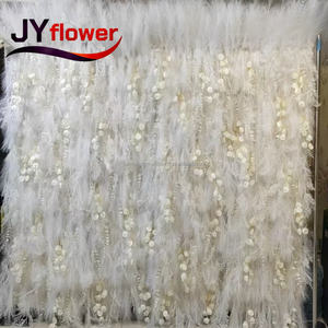 JY personalizado realista seda 3D pluma peluda flor de loto boda telón de fondo para <span class=keywords><strong>el</strong></span> Día de San Valentín y Acción de Gracias-blanco crema - Product Image 2