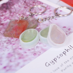 Kalung liontin silikon Resin DIY, cetakan silikon bulat Oval persegi liontin cetakan silikon dengan lubang - Product Image 4