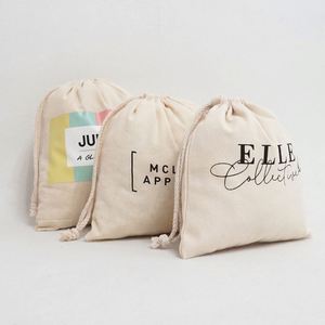Custom Logo Gift Canvas Cotton Double String Candle <b>Drawstring</b> <b>Pouch</b> Bags Custom Logo String Bags With Printed Logo - Product Image 1