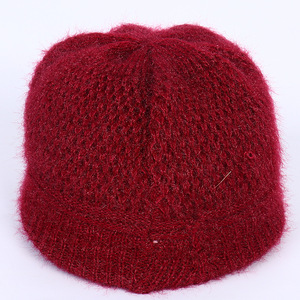 Women's <b>Winter</b> Knitted Hat Fuzzy Yarn Warm <b>Cap</b> For Elderly Ladies Gray Pink Red Purple Wine Red - Product Image 4