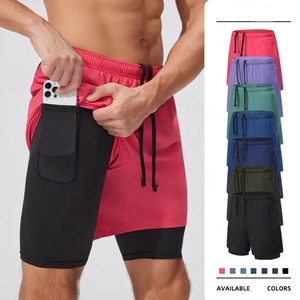 Shorts de course 2 en 1 pour hommes, anti-transpiration, avec poche pour téléphone, vêtements de sport, shorts de <span class=keywords><strong>basket</strong></span>-ball, shorts de gym - Product Image 2