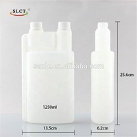 Bouteille de dosage à double col en plastique HDPE personnalisée de 150 ml, 1000 ml, 1 litre