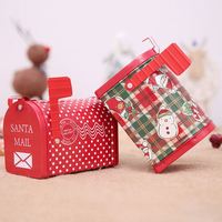 Nouvelle décoration de cadeau de Noël, boîte polygone maison de Noël chocolat cadeau boîte en fer blanc décoration de vacances de Noël ornement pendentif/