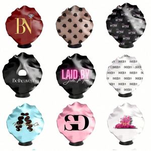Bonnet de Douche en Satin Réglable pour Femme, Conçu pour Protéger les Cheveux, Imperméable, Double Couche, en Soie, Idéal comme Cadeau Promotionnel - Product Image 4