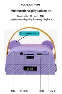 <strong>Best</strong> Selling K10 Pink/Purple Kids Microphone <strong>Speaker</strong> 2 MIC 50Hz-20Khz Frequency Toy Musical Instruments Safe for <strong>PC</strong> - Product Image 4